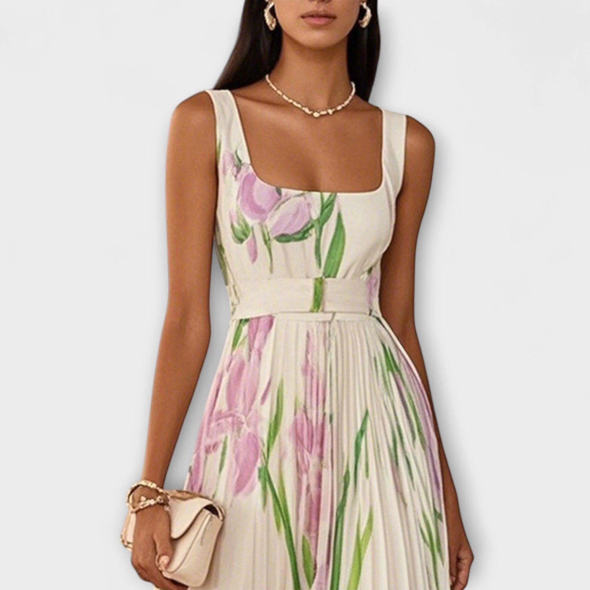 Faltenmaxikleid aus Chiffon mit Blumenmuster - Image 2