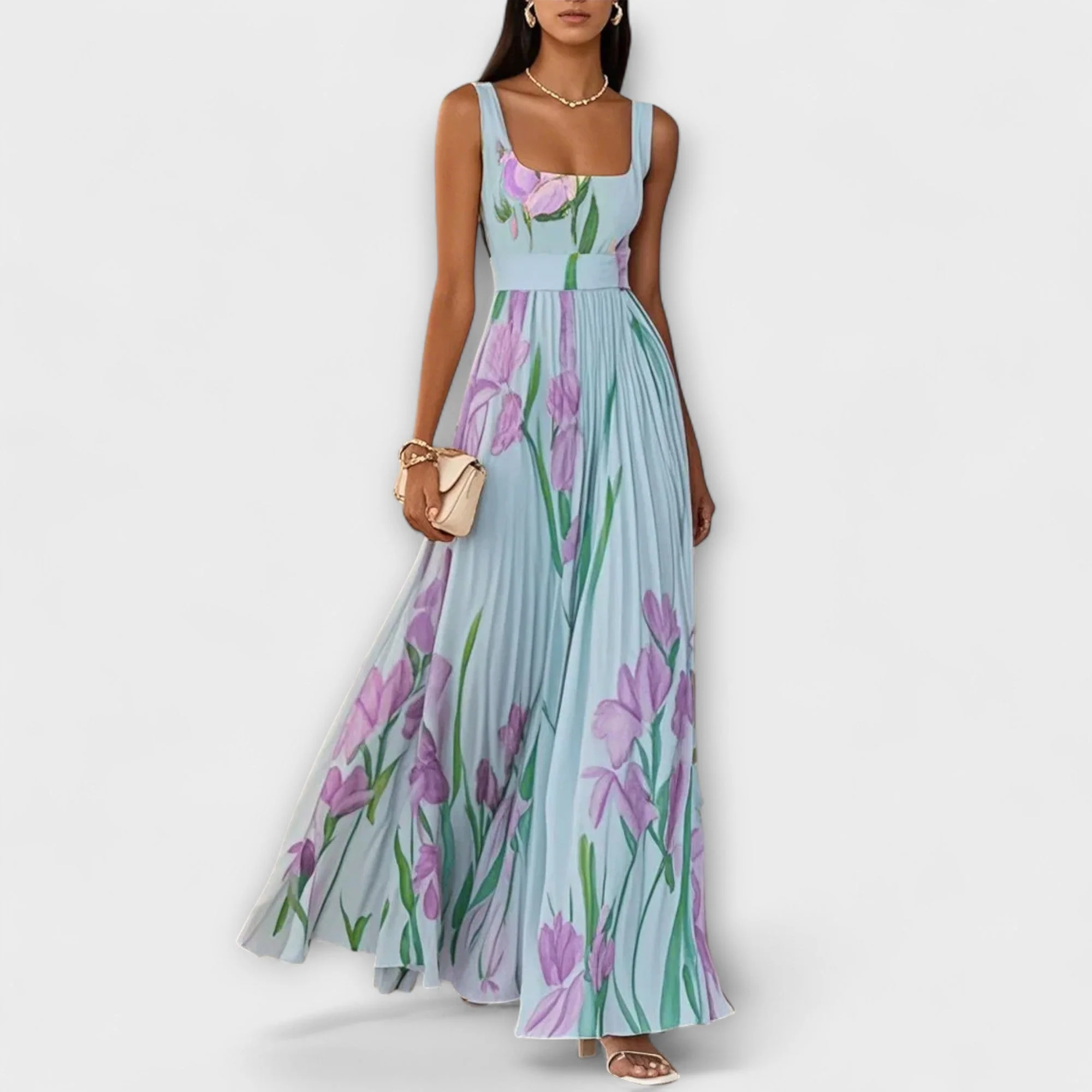Faltenmaxikleid aus Chiffon mit Blumenmuster - Image 3