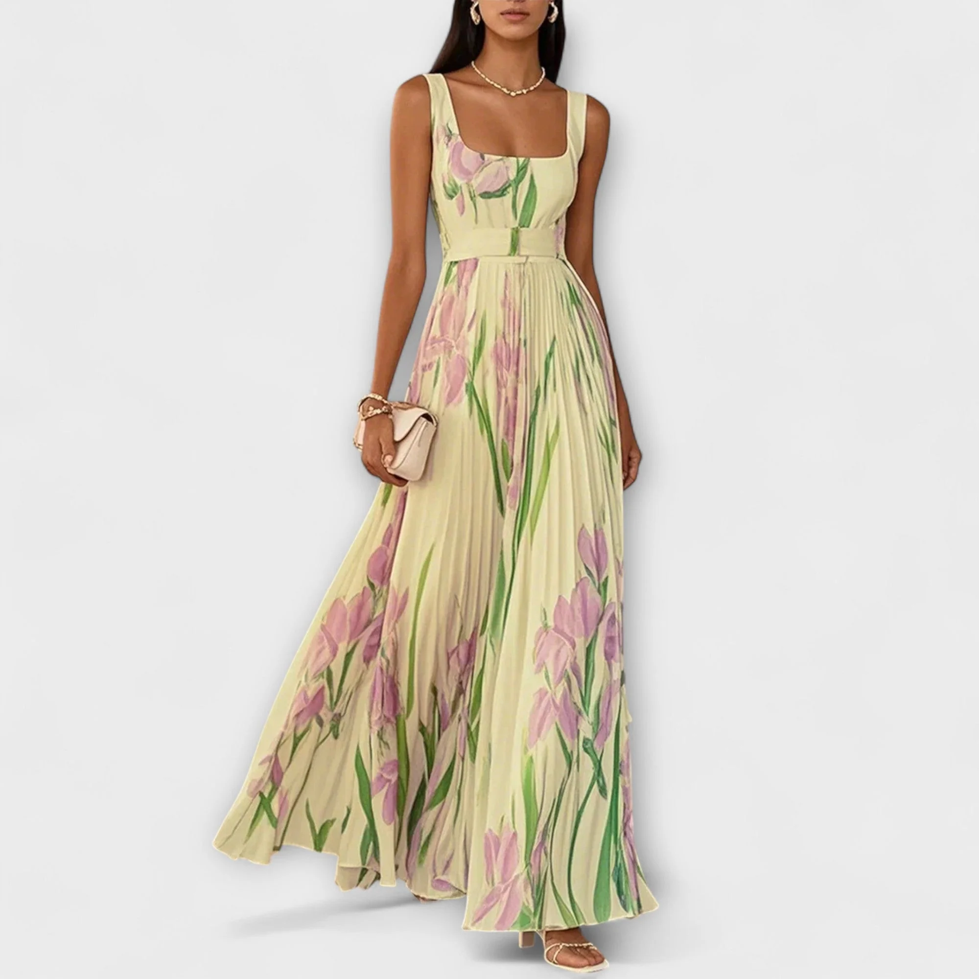 Faltenmaxikleid aus Chiffon mit Blumenmuster - Image 4