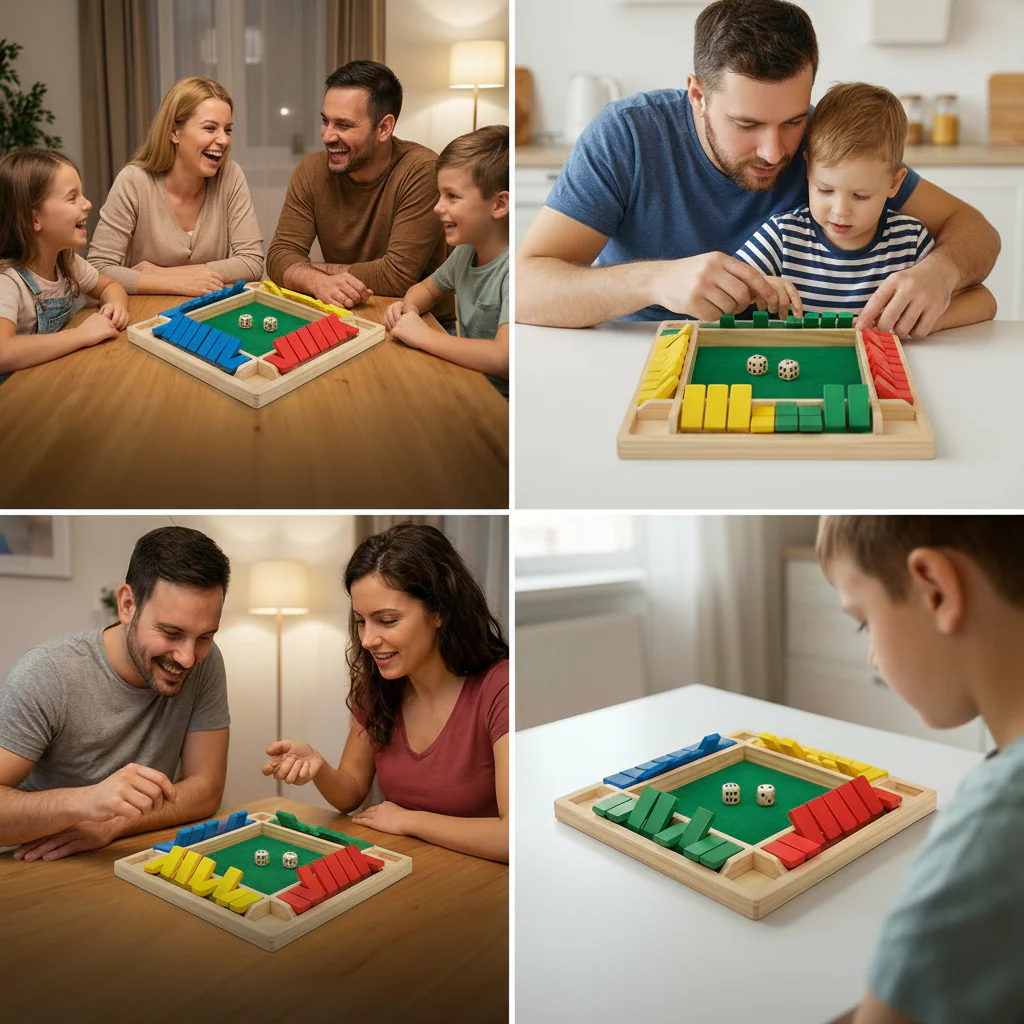 Familienspiel Schließen Sie Die Box Würfelspiel Holz Tischspiel Kinder - Image 2