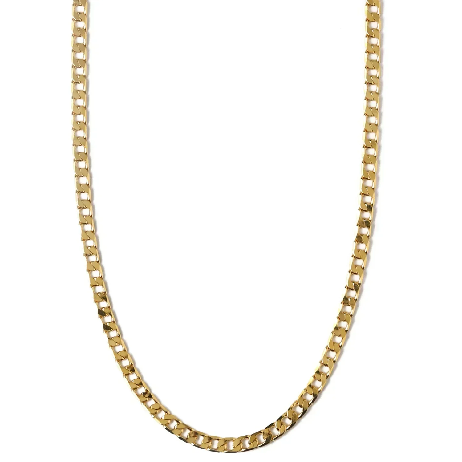 Flache Link-Curb-Halskette in Gold