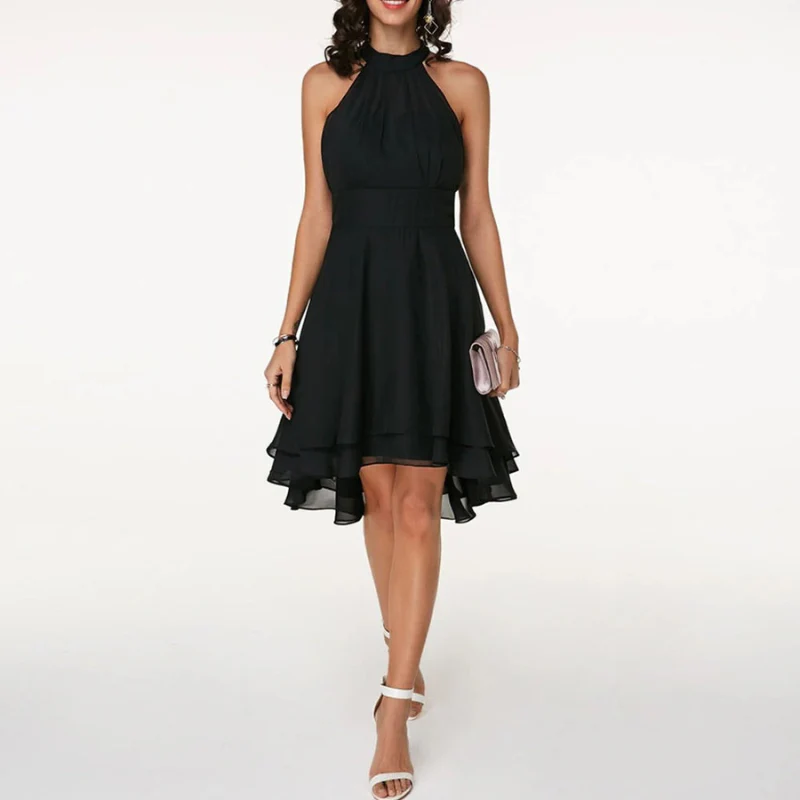 Fließendes Neckholderkleid für Damen | Mini