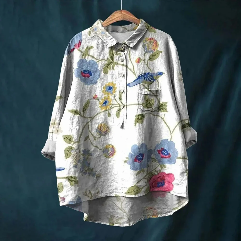Franziska | Sommerbluse aus Baumwolle mit blühenden Blumen - Image 4