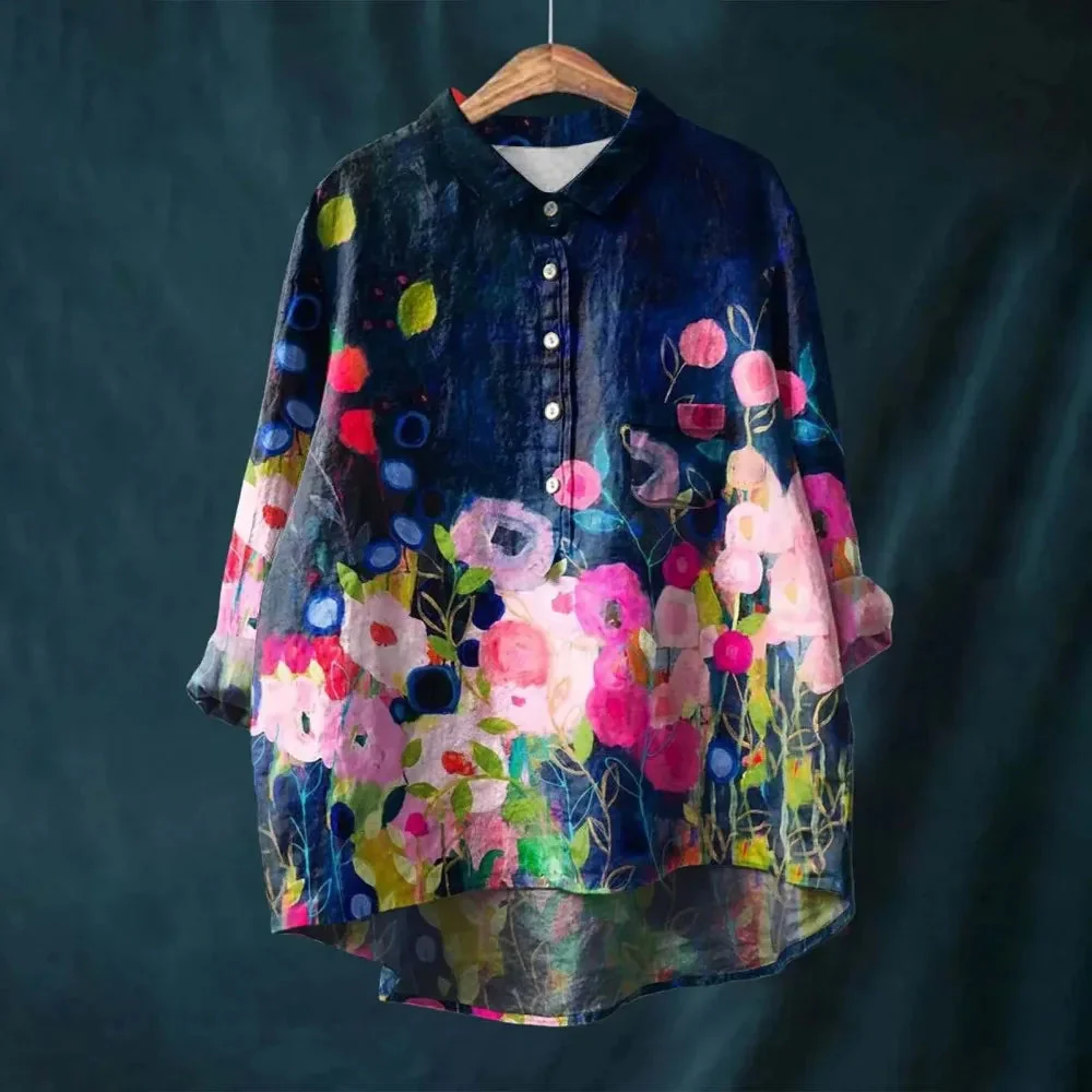 Franziska | Sommerbluse aus Baumwolle mit blühenden Blumen - Image 5