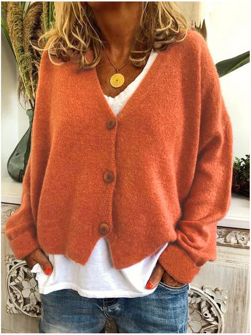 Gemütliche Damen Strickjacke | V-Ausschnitt