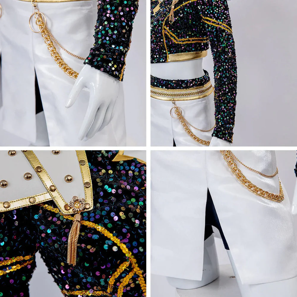 Glitzer Tanzkostüm Mädchen Schwarz Gold Set - Image 10