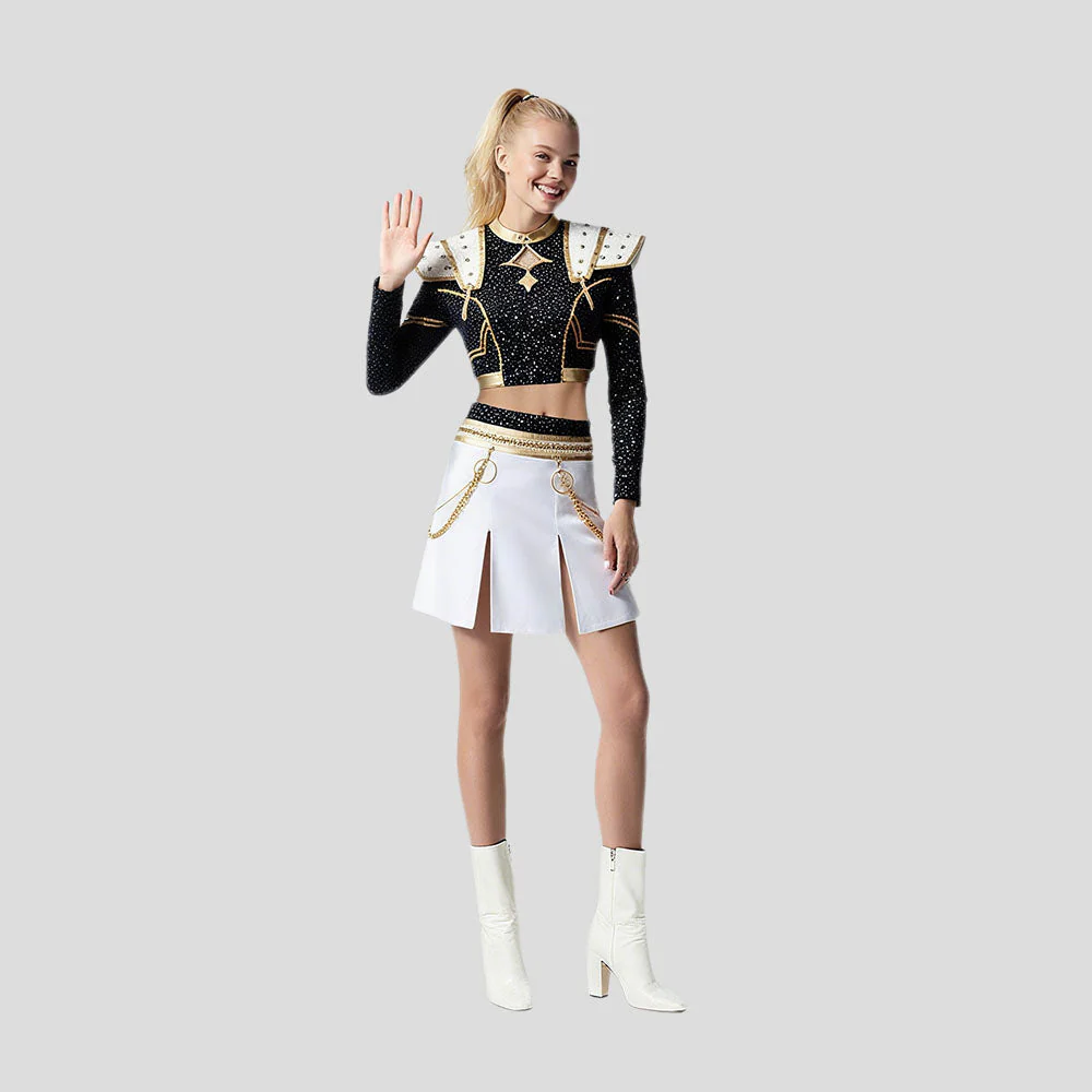 Glitzer Tanzkostüm Mädchen Schwarz Gold Set - Image 14
