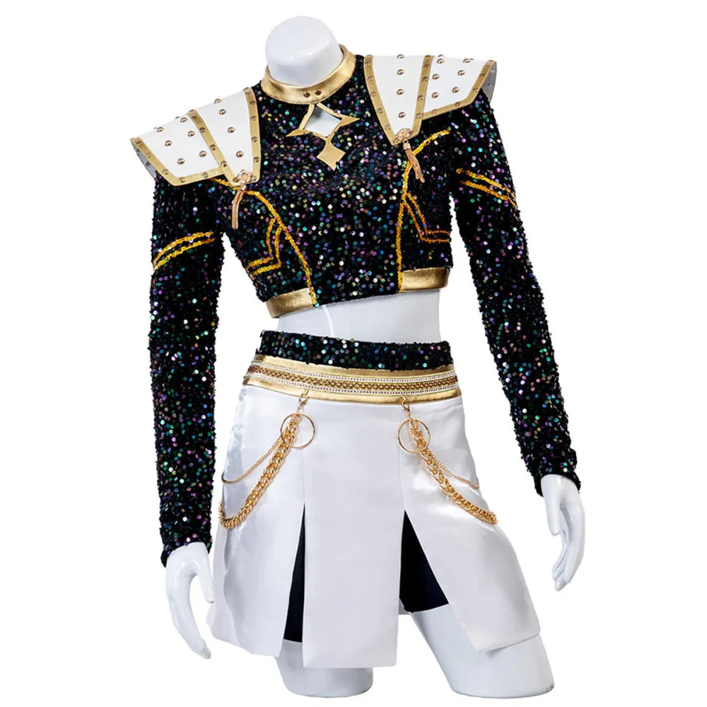 Glitzer Tanzkostüm Mädchen Schwarz Gold Set - Image 5