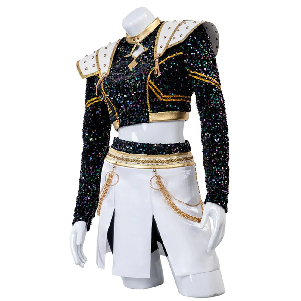 Glitzer Tanzkostüm Mädchen Schwarz Gold Set - Image 6