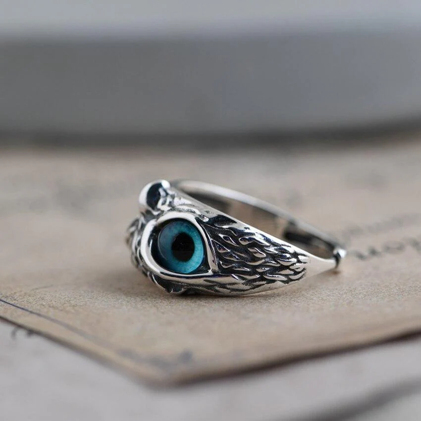 Glückseule Verstellbarer Ring aus Silber und Opal - Image 3