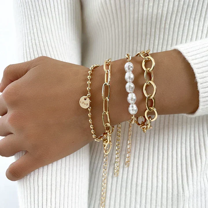 Goldenes Doppelperlenarmband Pack