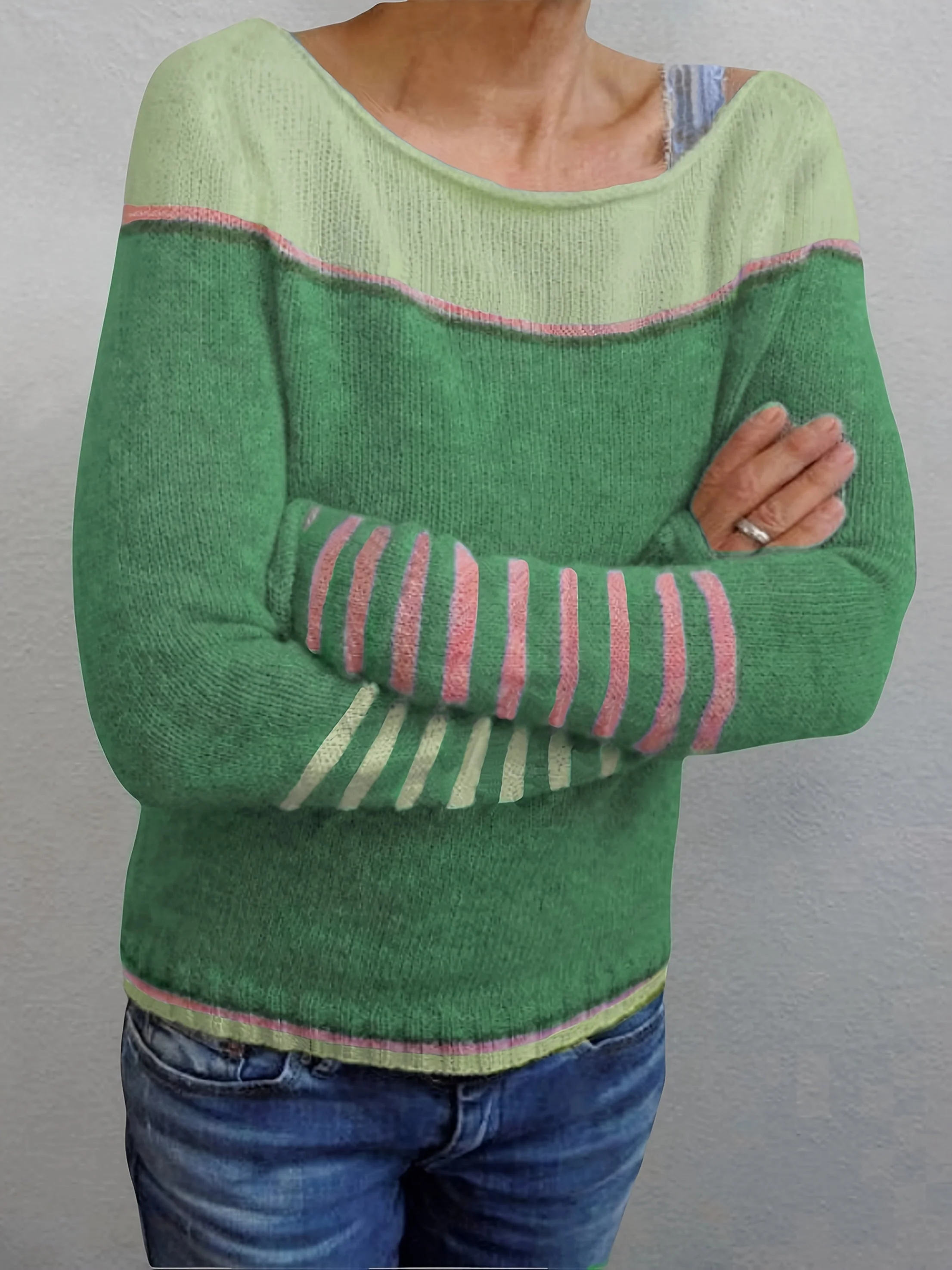 Greta | Eleganter Damen Pullover breit und gestreift - Image 5