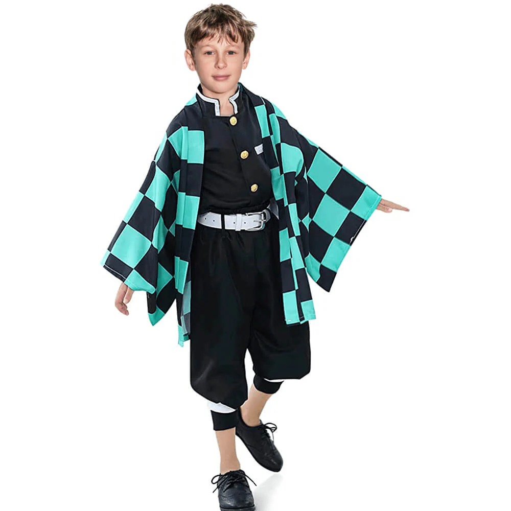Halloween Kinderkostüm Schwarz Grün Kimono