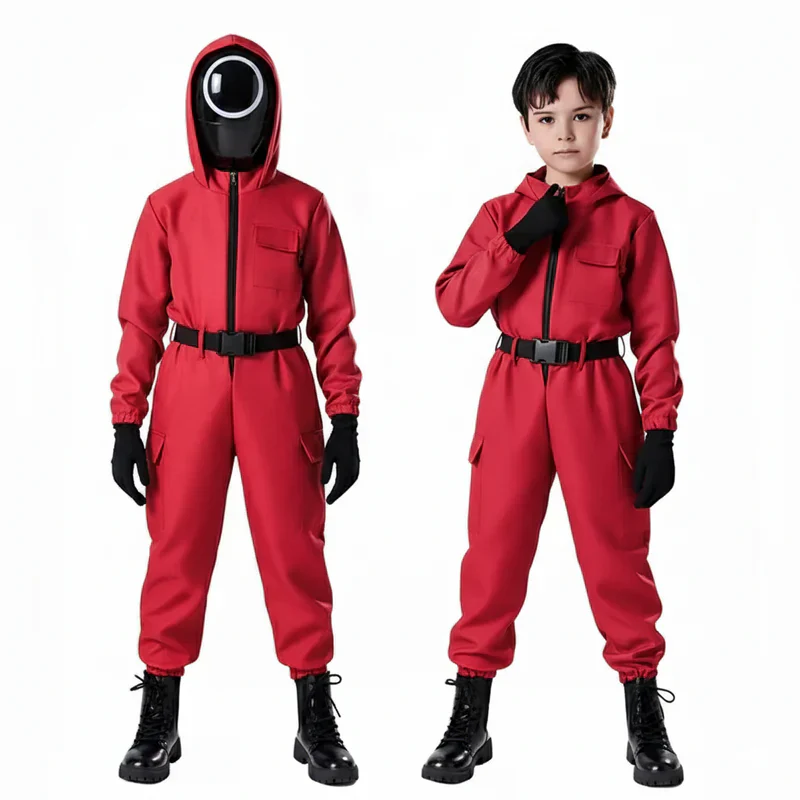 Halloween Kostüm Kinder Roter Overall mit Maske