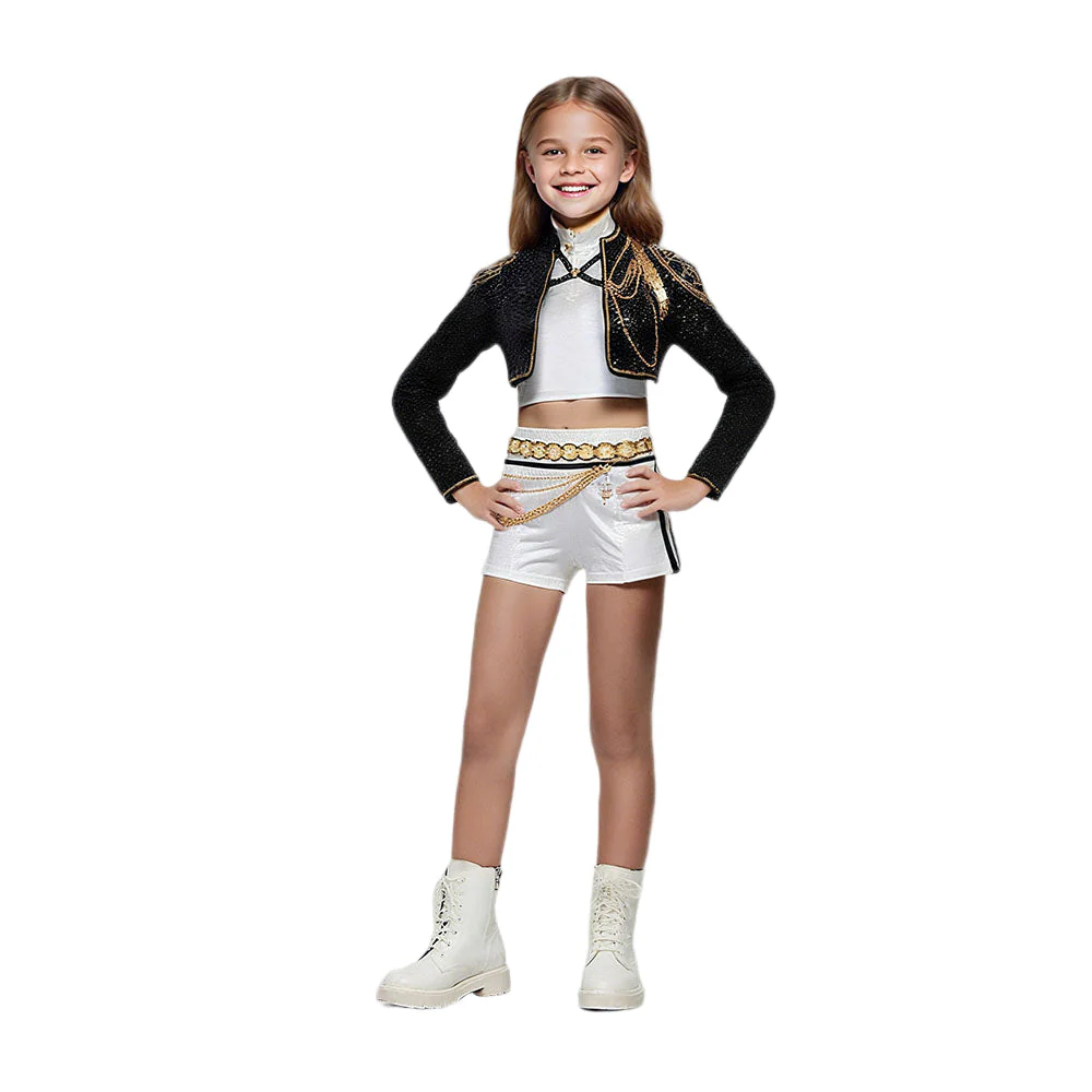 Halloween Kostüm Mädchen Glitzer Jacke Shorts - Image 3