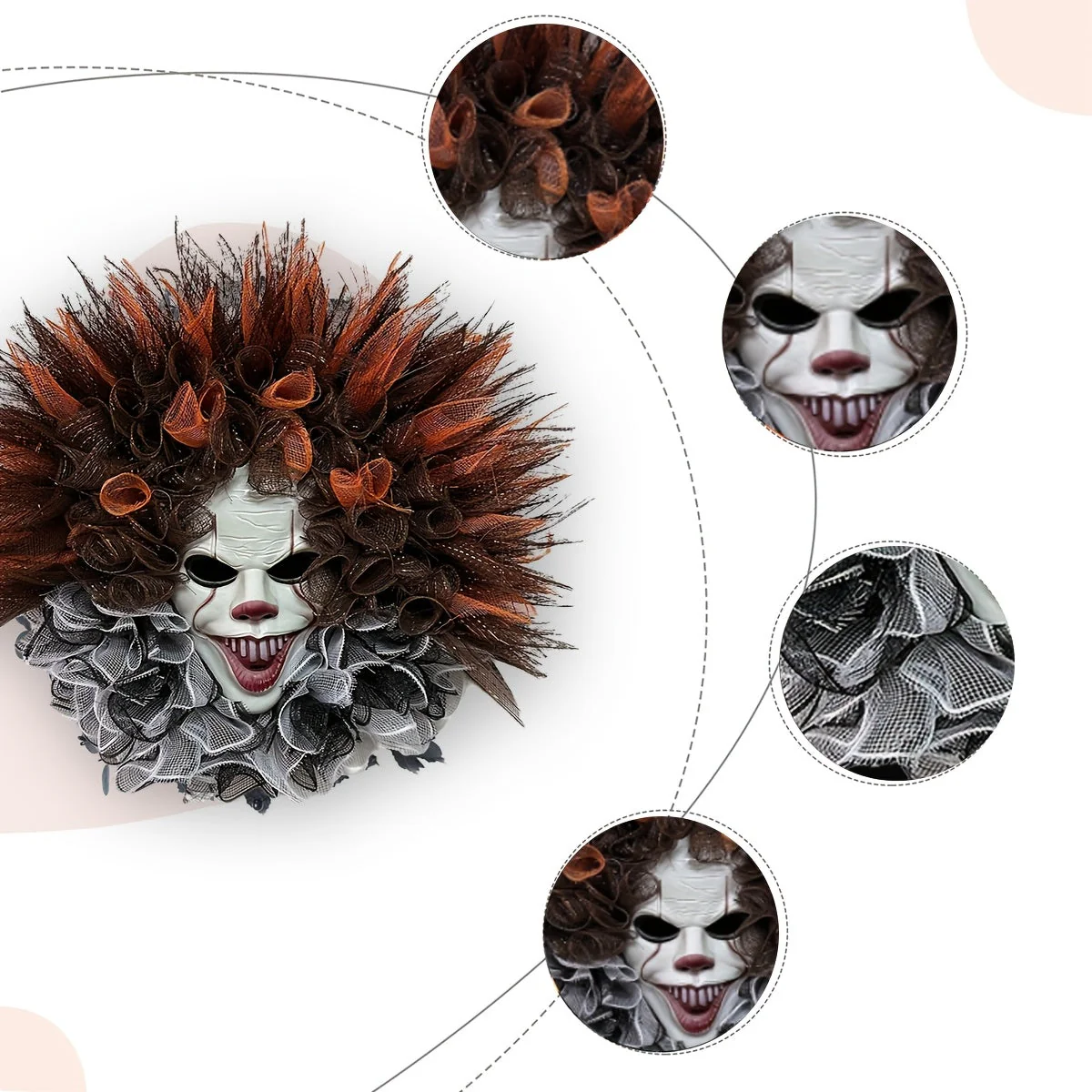 Halloween Türkranz mit Gruseligem Clown Gesicht - Image 4