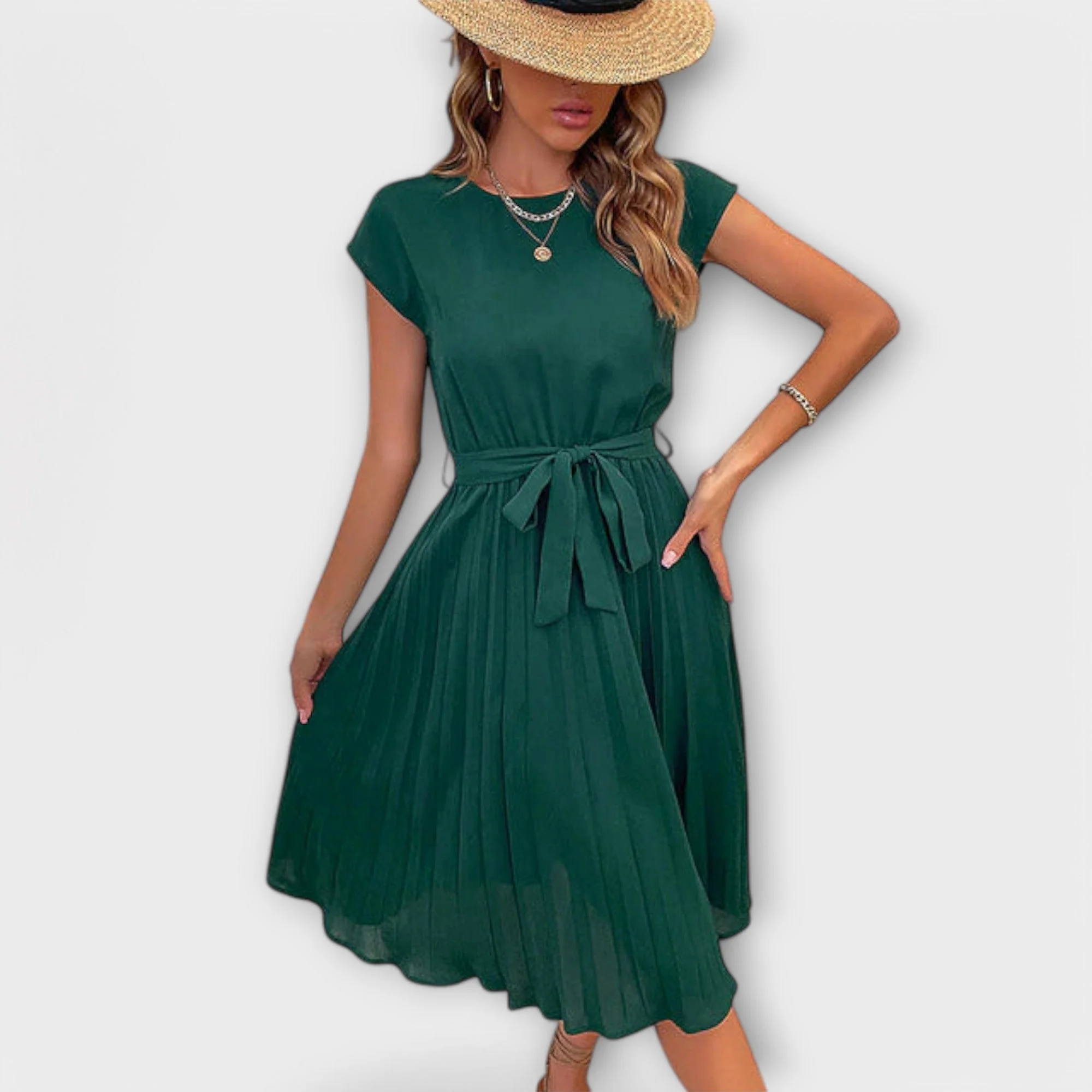 Hanna | Zeitloses Sommer Midi Plissee Kleid - Image 4