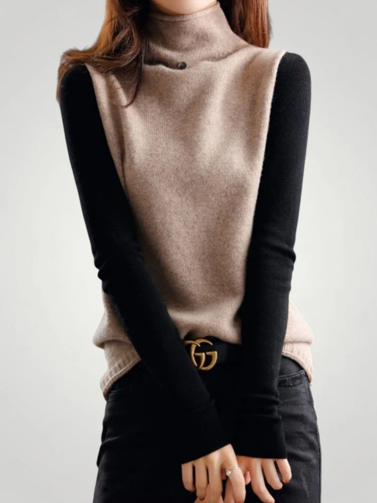 Helga | Retro Rollkragenpullover mit Farbblock - Image 3