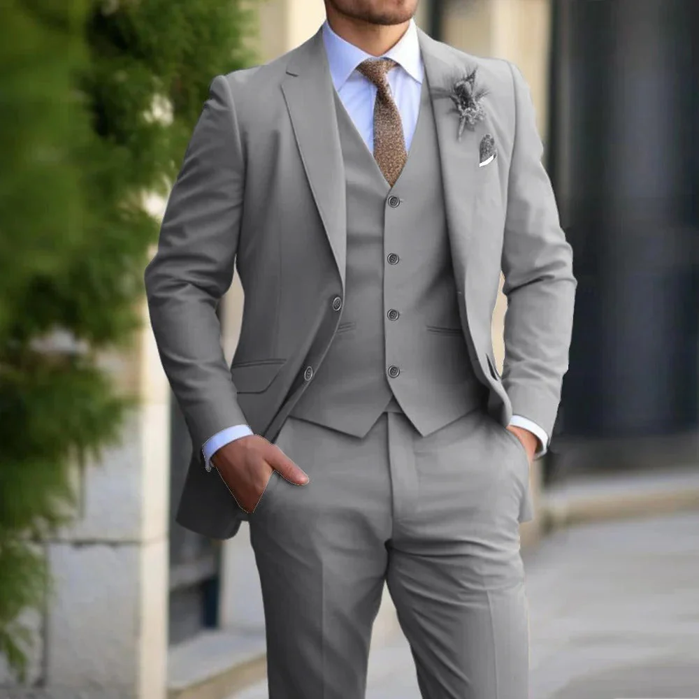 Herren Anzug 3 Teilig Schlank Geschäft Hochzeit Set - Image 3
