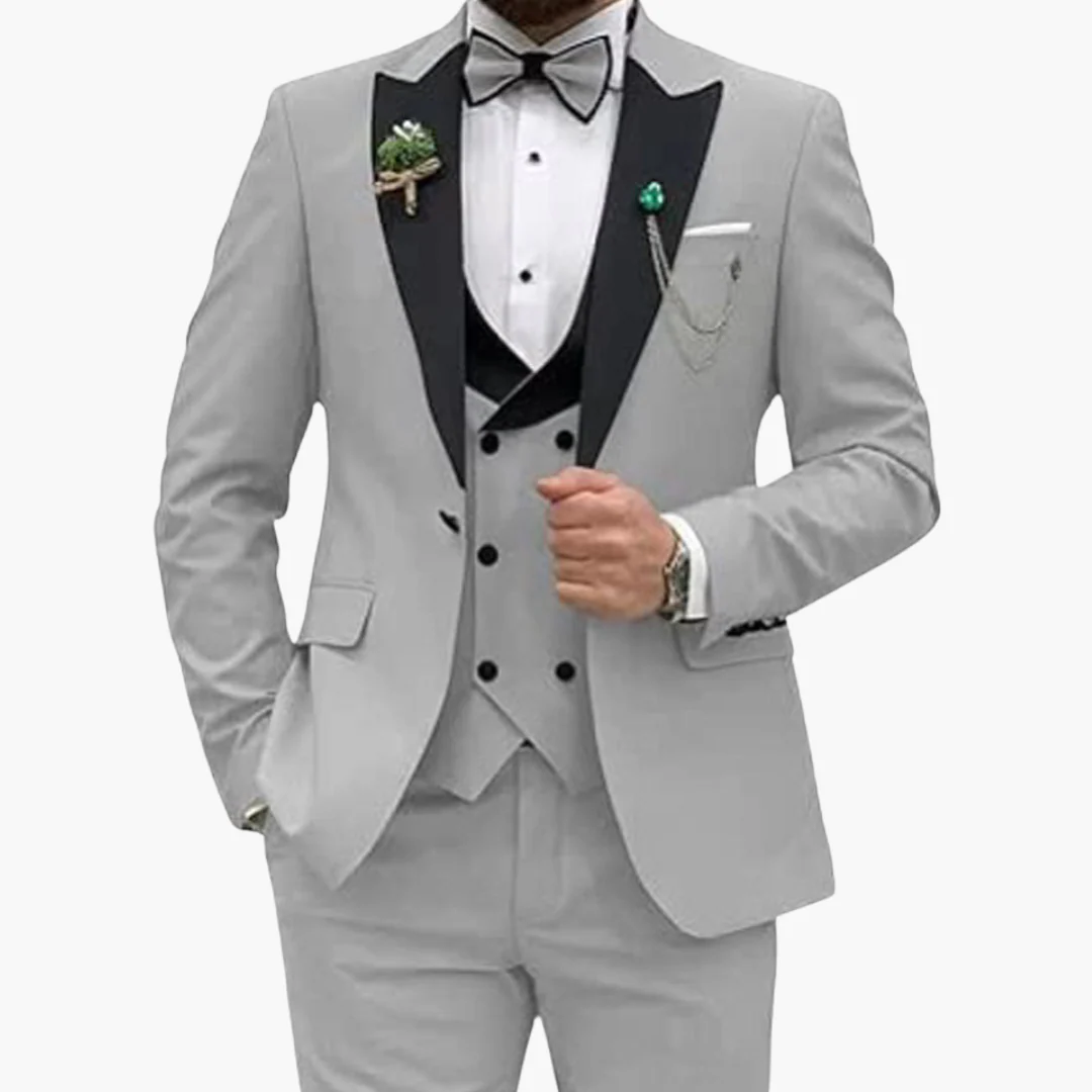 Herren Anzug dreiteilig mit Slim Fit und Kontrastrevers - Image 7