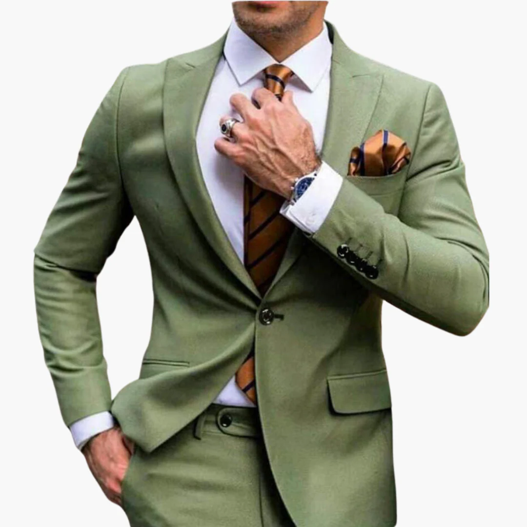 Herren Anzug Zweiteiler mit Reverskragen und schmaler Hose