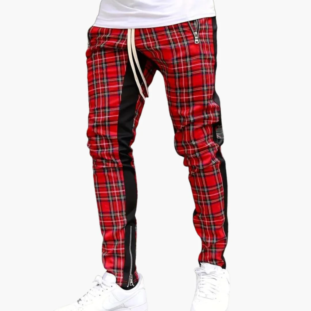 Herren Baumwollhose mit Karo und Zugband für den Sommer