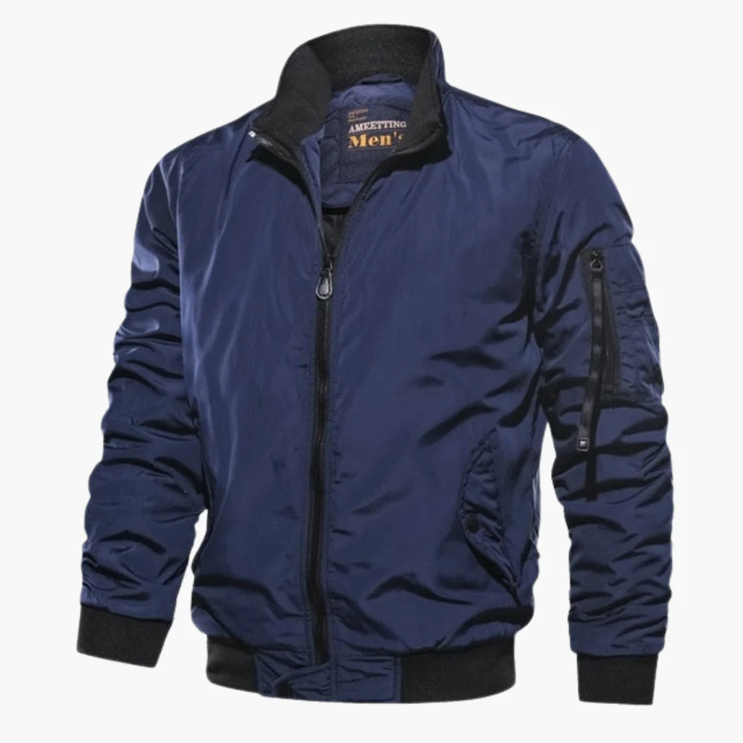Herren Bomberjacke Stehkragen Hochwertiger Stoff Casual