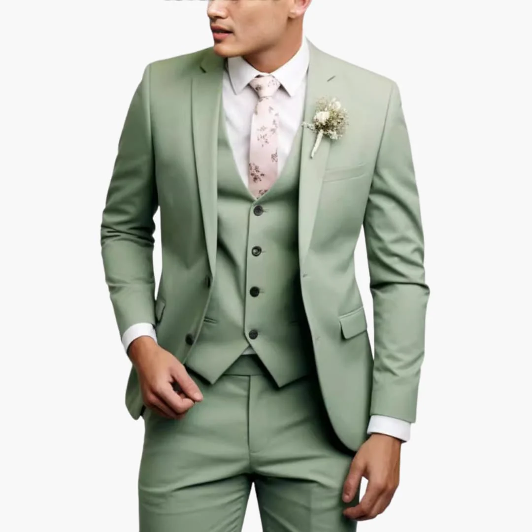 Herren Drei-Teile-Anzug mit Slim-Fit-Hosen und gekerbtem Revers