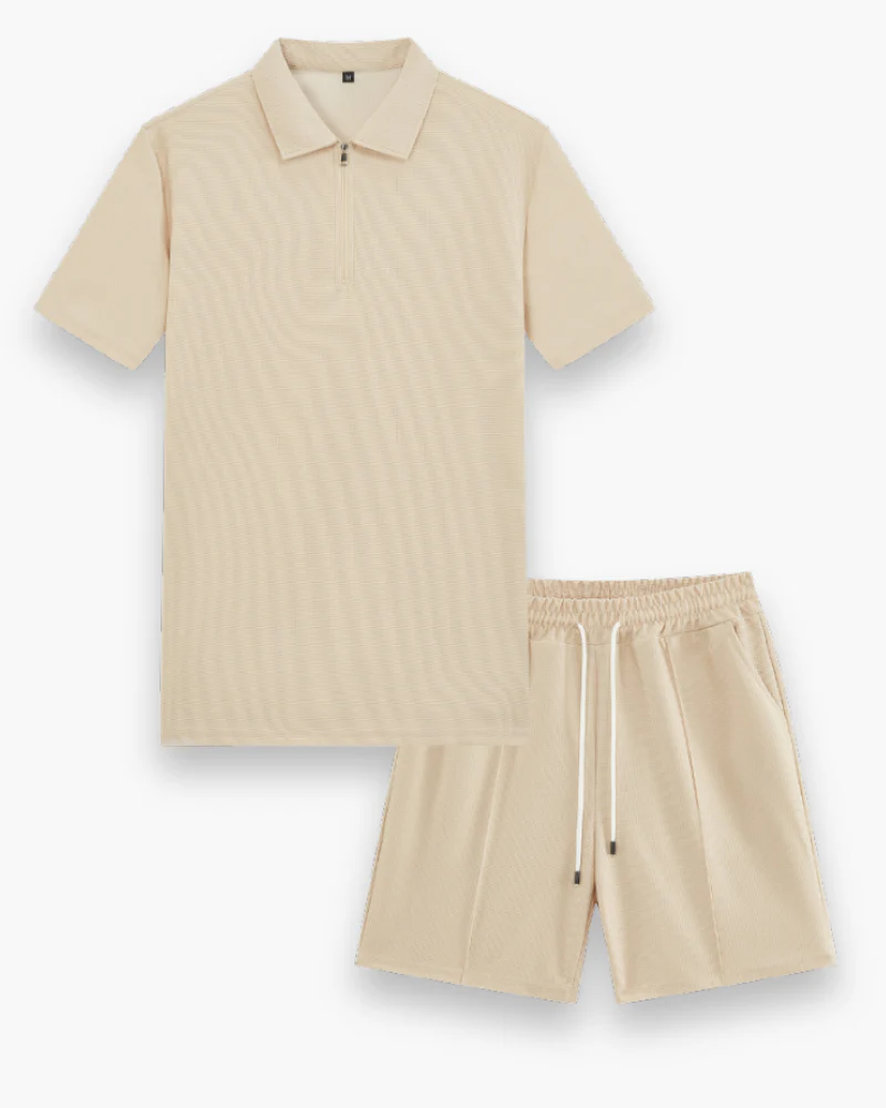 Herren Freizeit Set mit Zipper Polo | Leichtes Sommer Outfit