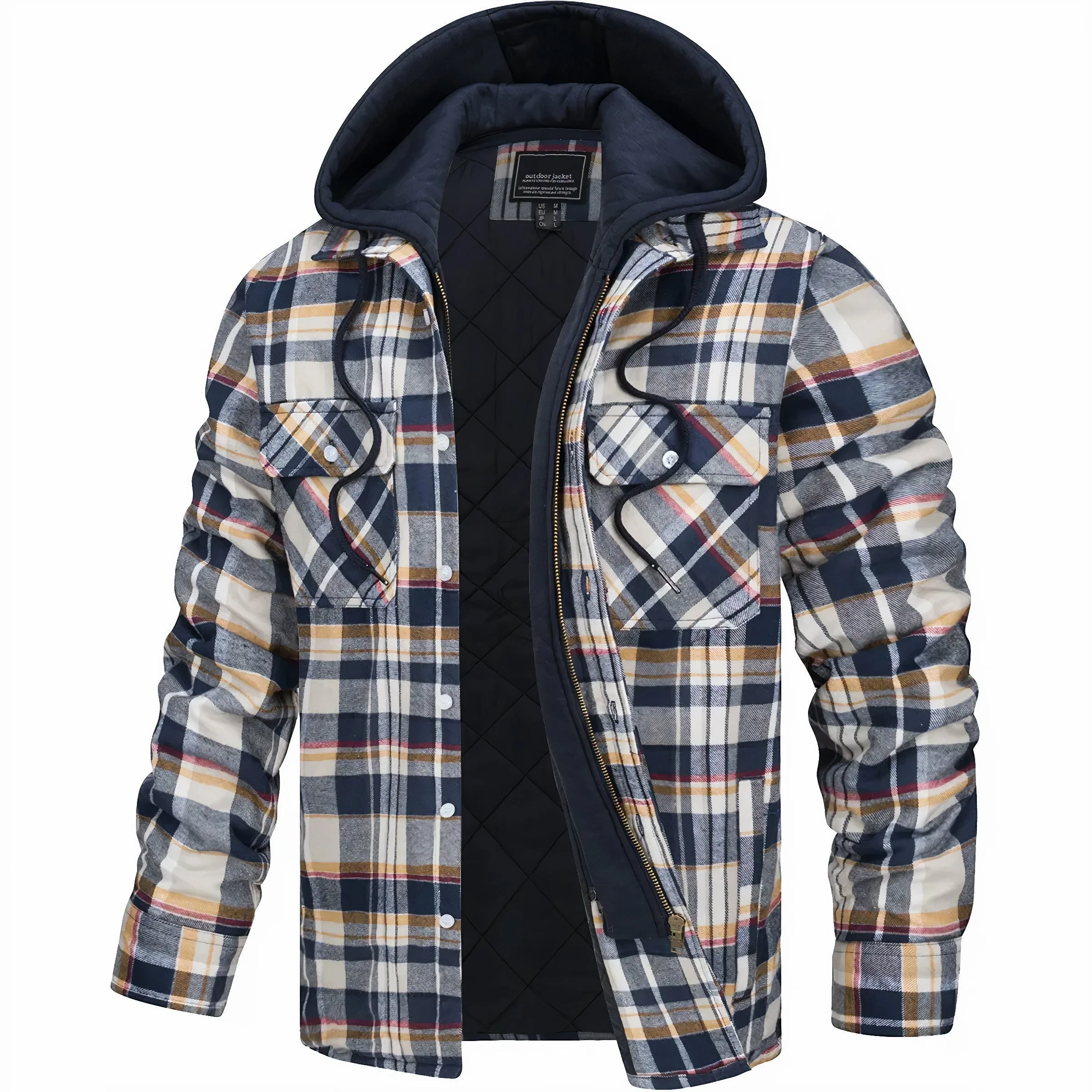 Herren Jacke Kariert Mit Kapuze | Gefüttert Übergangsjacke