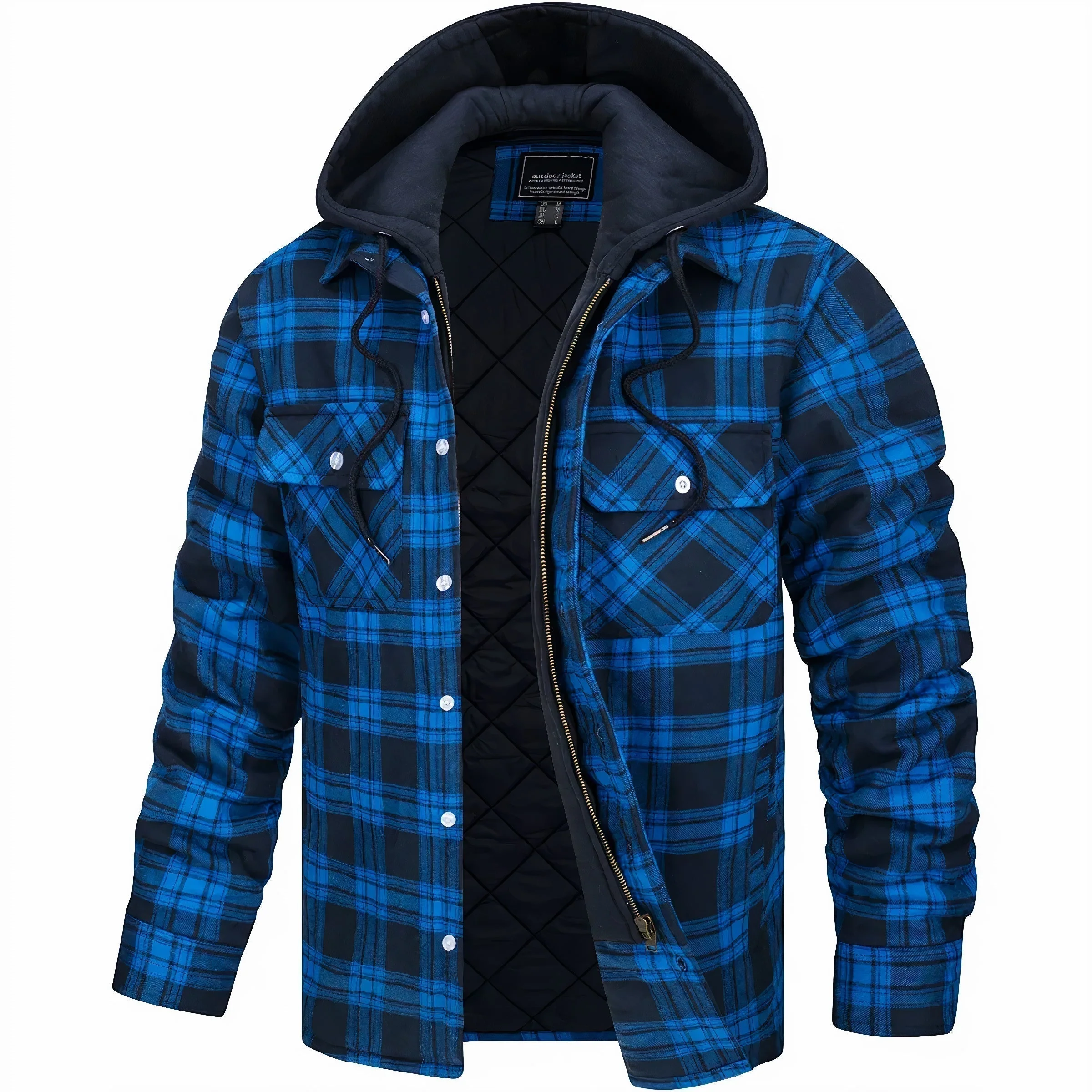 Herren Jacke Kariert Mit Kapuze | Gefüttert Übergangsjacke - Image 2