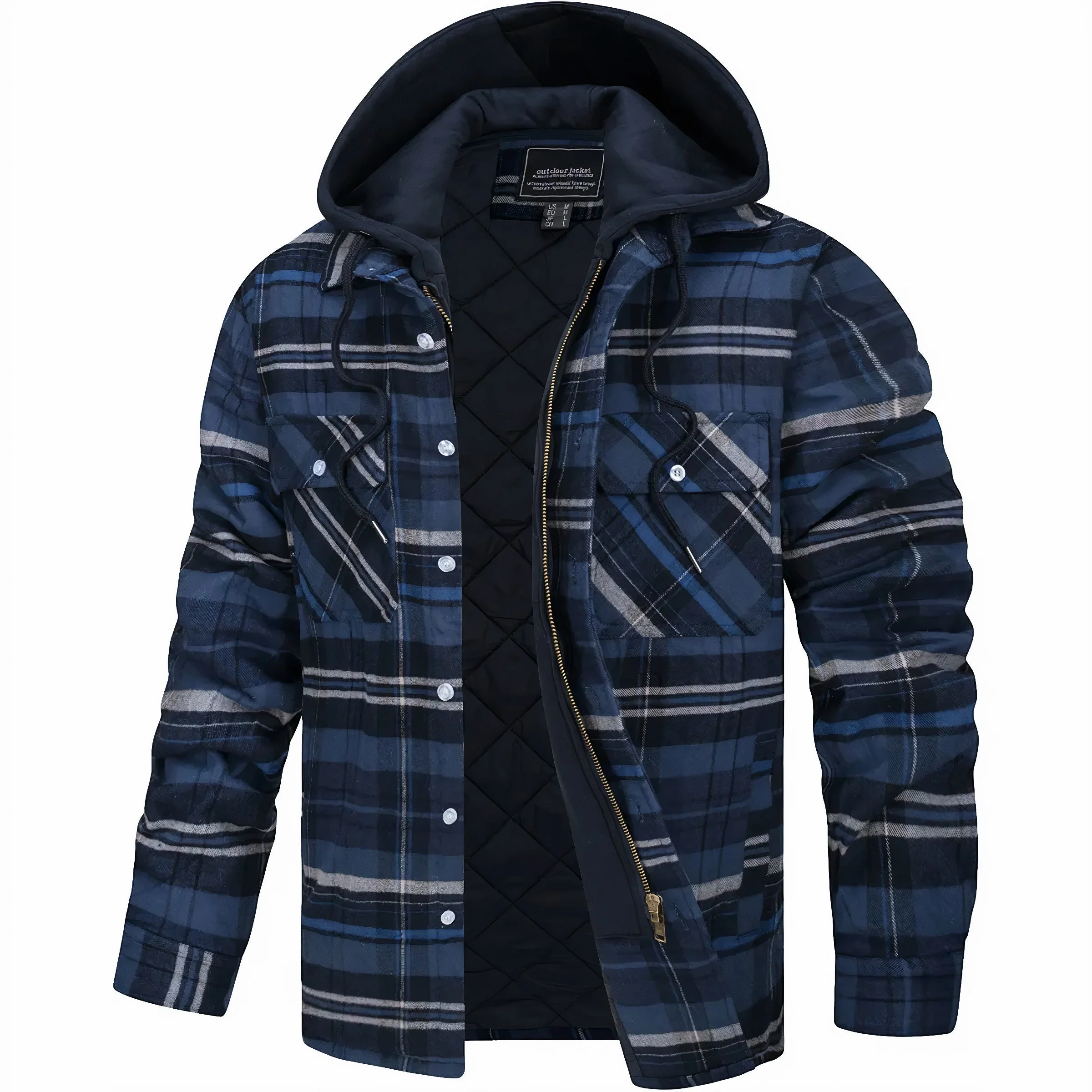 Herren Jacke Kariert Mit Kapuze | Gefüttert Übergangsjacke - Image 6