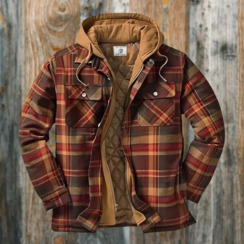 Herren kariert Kapuzenjacke | Winter