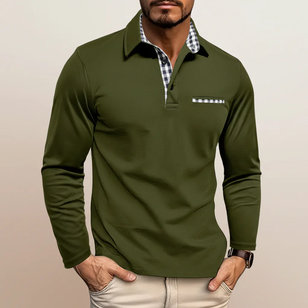 Herren Langarmshirt Seitentaschen Freizeit Arbeit - Image 3