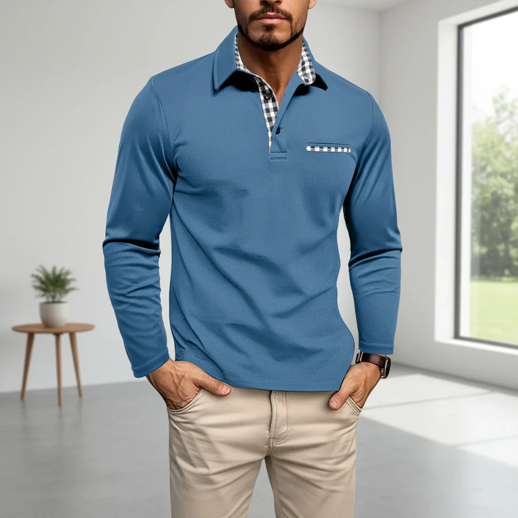 Herren Langarmshirt Seitentaschen Freizeit Arbeit - Image 4