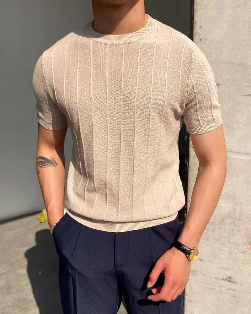 Herren Lässig Gerippt T-Shirt | Atmungsaktiv