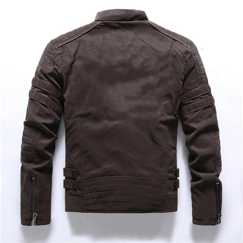 Herren-Motorradjacke mit cargoelementen | reißverschlussführung