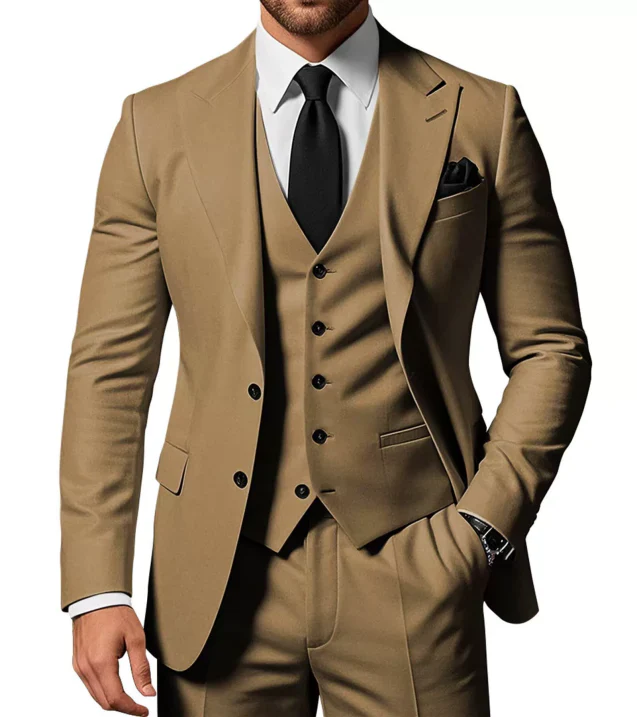 Herren Slim Fit 3-Dreiteiler Satz | Hochzeitsgast Anzug