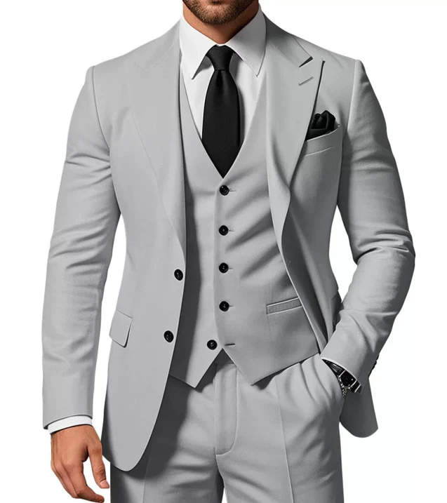 Herren Slim Fit 3-Dreiteiler Satz | Hochzeitsgast Anzug - Image 3