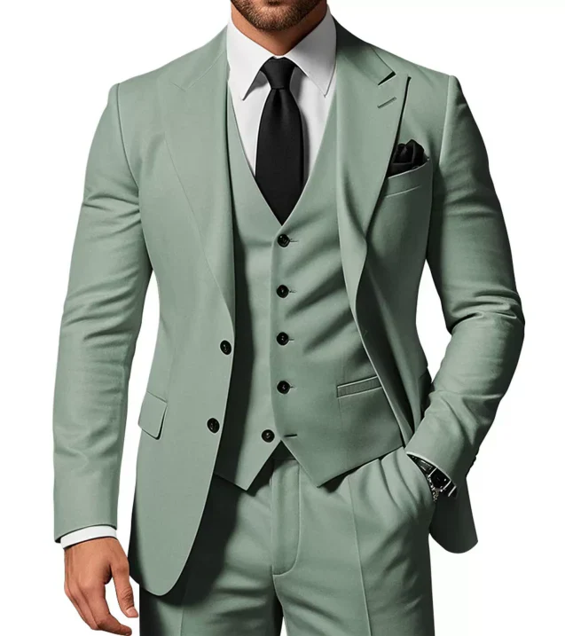 Herren Slim Fit 3-Dreiteiler Satz | Hochzeitsgast Anzug - Image 7