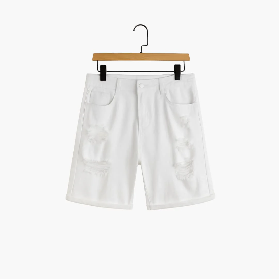 Herren Slim Fit Jeansshorts mit Stretch und Umschlag-Saum