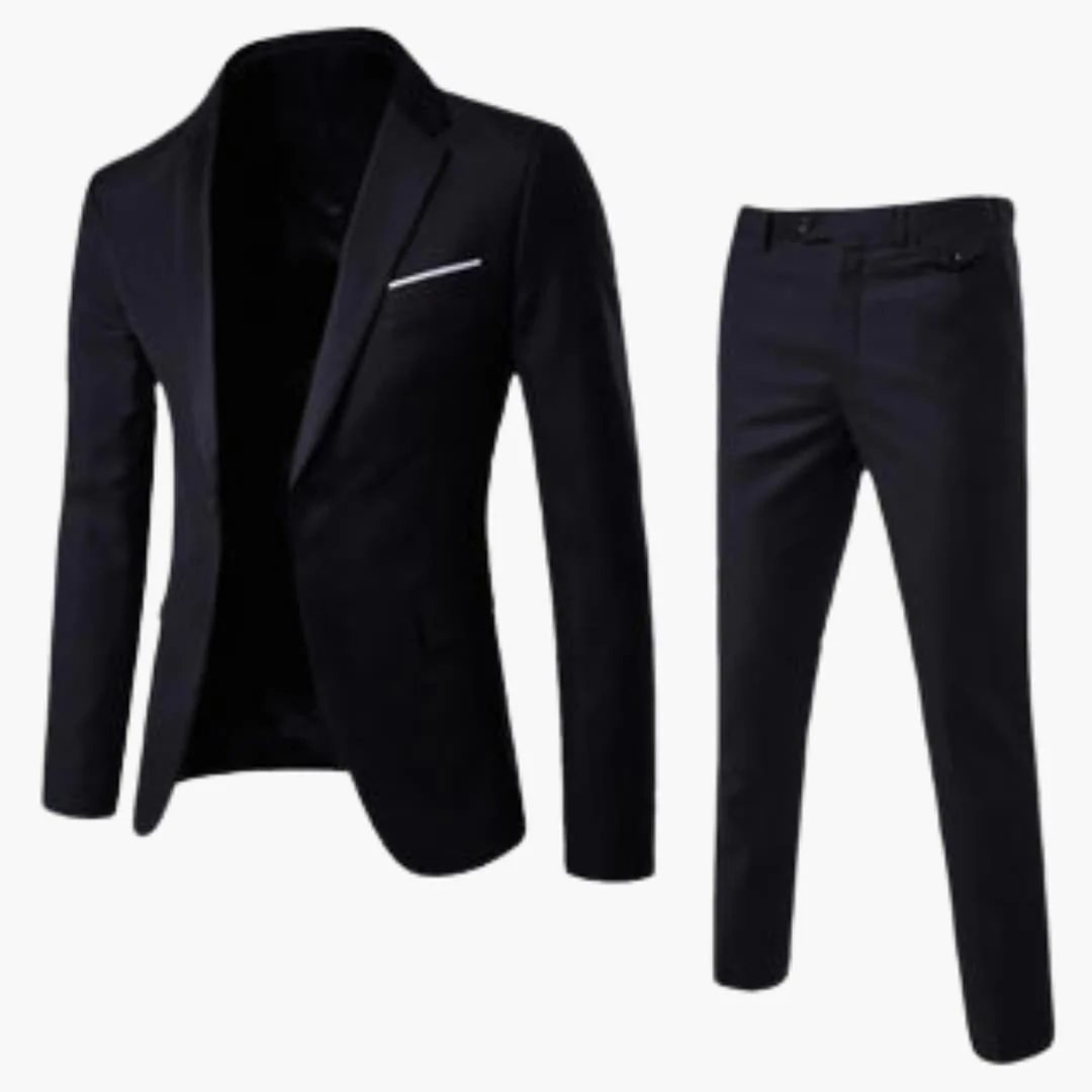 Herren Sommer Anzug Zweiteiler mit Revers und Flatfront Hose