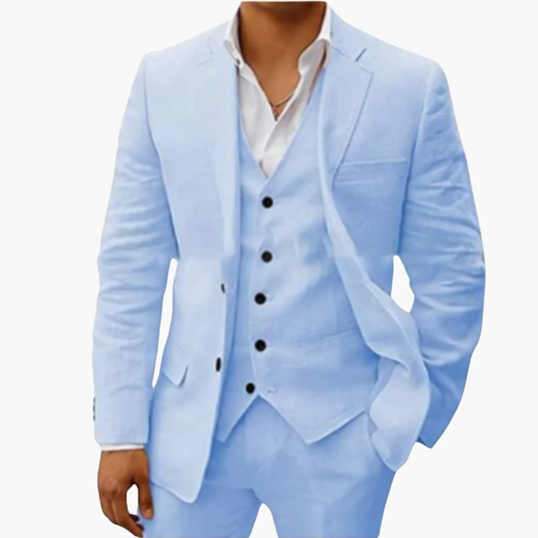 Herren Sommeranzug dreiteilig mit Weste Jacke und Hose
