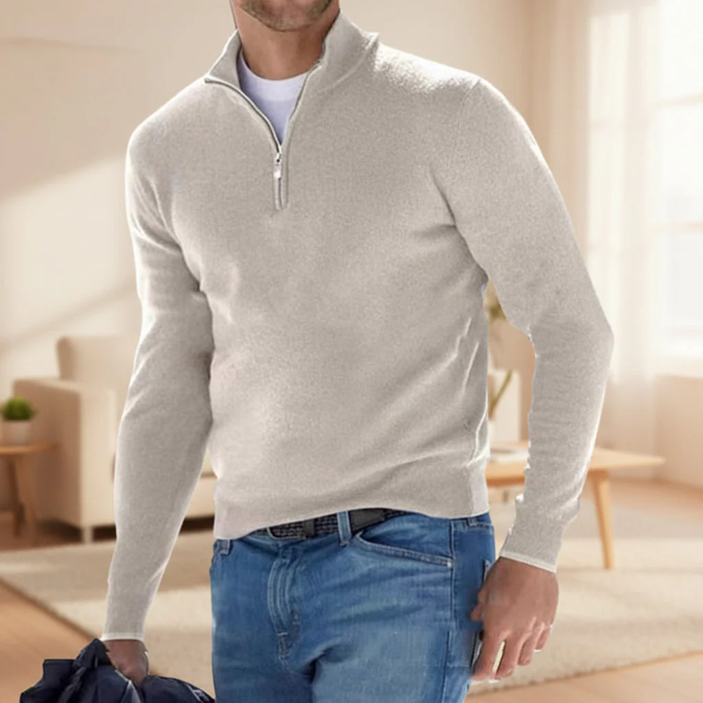 Herren V Ausschnitt Pullover Strickpullover Langarm Casual - Image 8