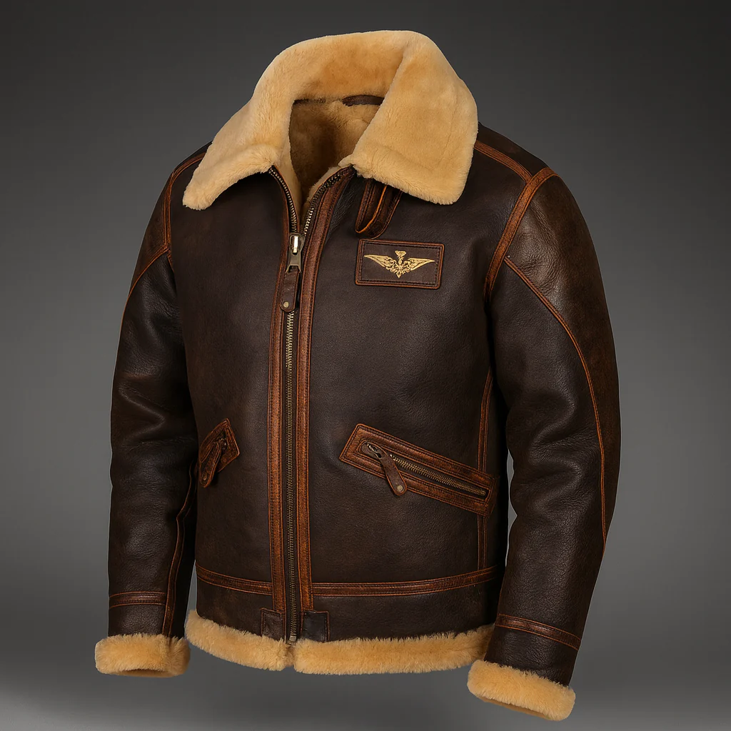 Herren Vintage Winter Lederjacke Lammfell Fell Komfort - Image 4