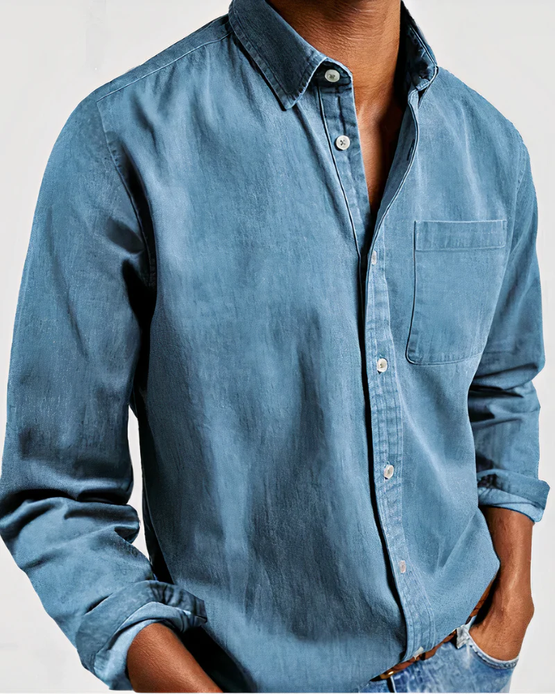 Herren weiches Jeanshemd | Langarm