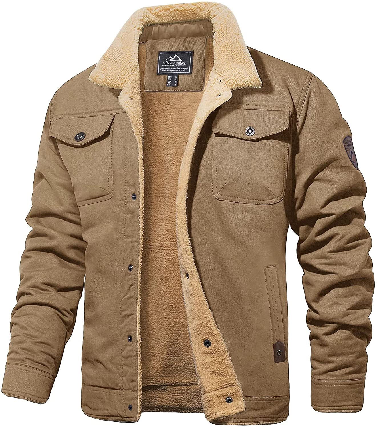 Herren Winter Warme Jacke Fleece Sherpa Langer Komfort - Image 2
