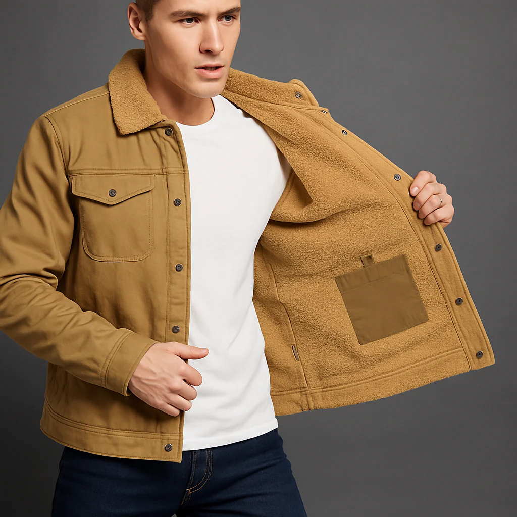 Herren Winter Warme Jacke Fleece Sherpa Langer Komfort - Image 3