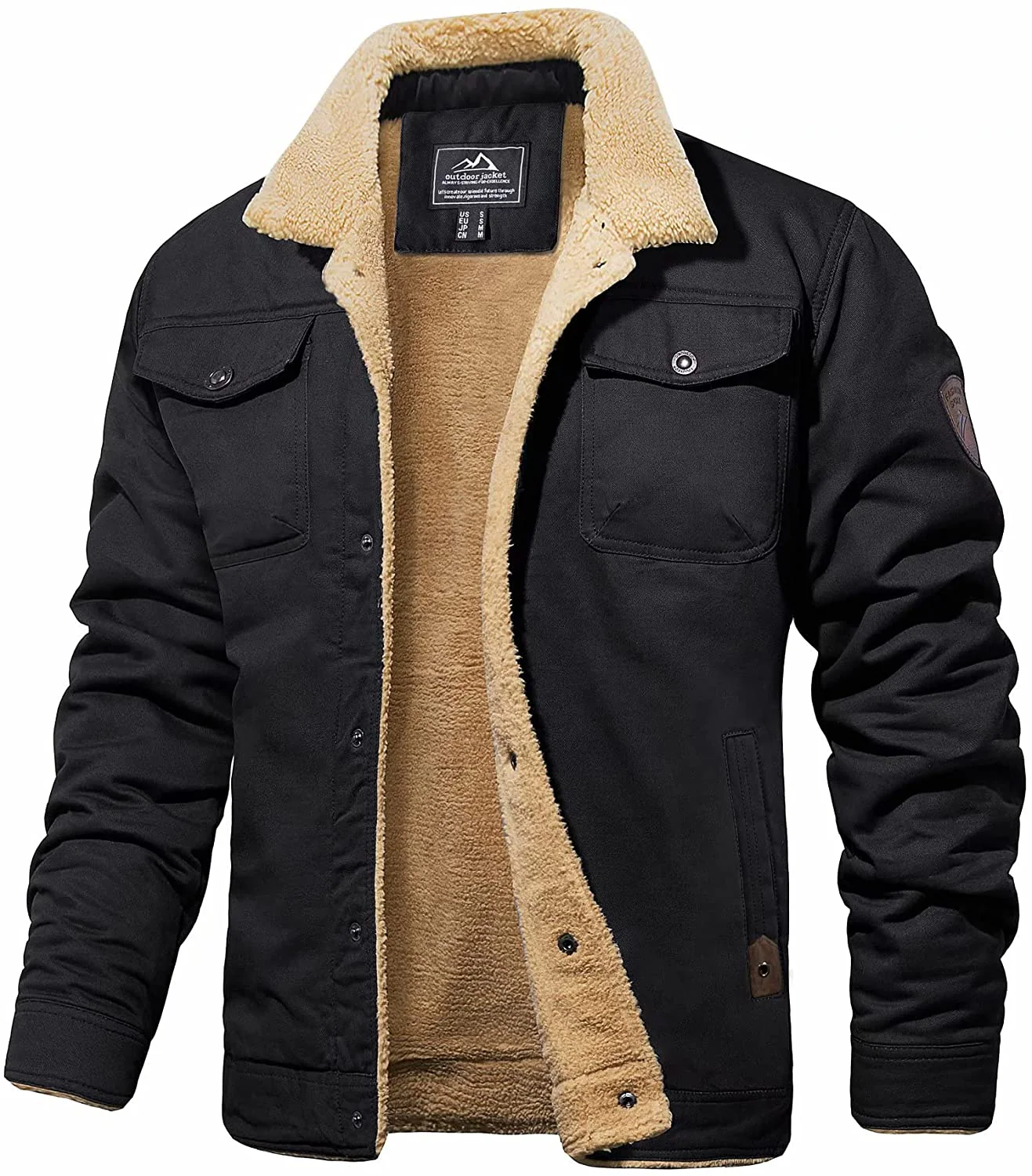 Herren Winter Warme Jacke Fleece Sherpa Langer Komfort - Image 4