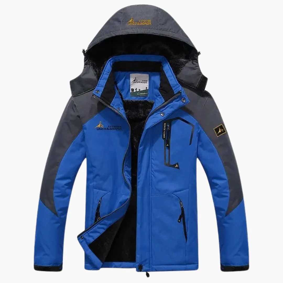 Herren Winterjacke mit Reißverschluss und abnehmbarer Kapuze